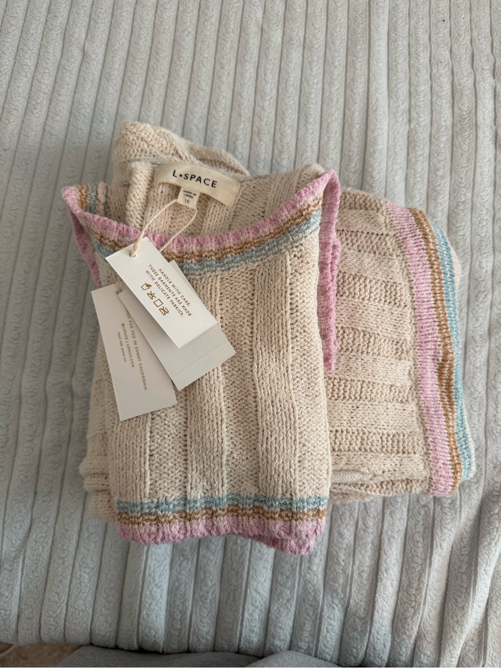 L*Space Ivy Tank & Pant Set With Pink And Blue Trim